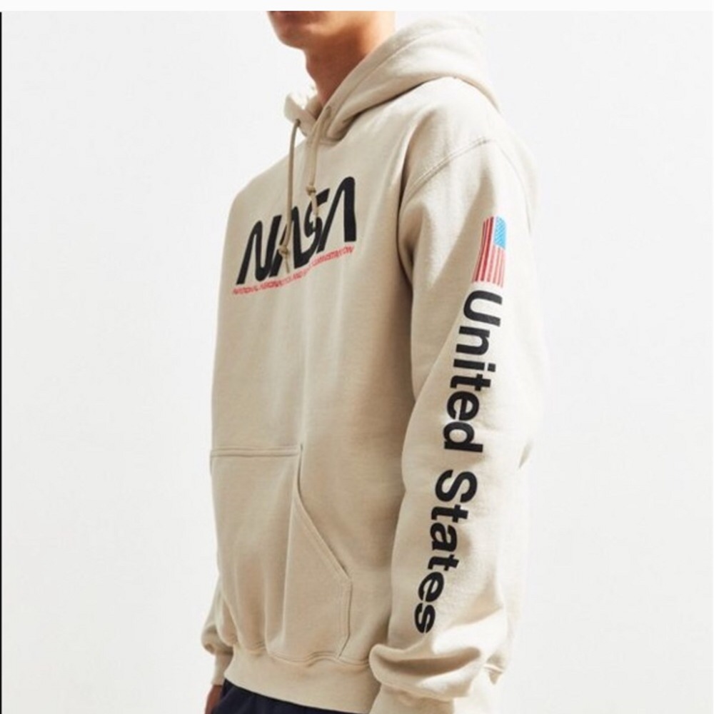 NASA Cream Hoodie Men's Sweatshirt Size Large - Picture 2 of 8